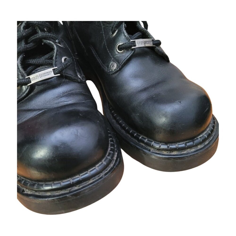 Vintage HARLEY DAVIDSON Leather Biker Boots Lace up Combat Style Motorcycle Sz 8 - Picture 10 of 14